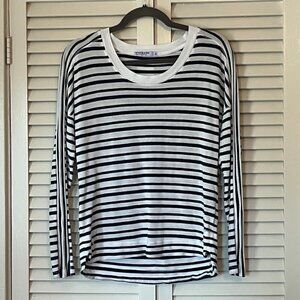 Anthropologie Stateside long-sleeve tee shirt striped grey cream women small